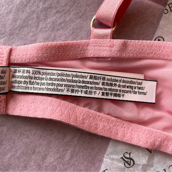 Victoria’s Secret Dream Angels Lined Demi Bra Peach Pink Gold Lace Size 36D - Picture 10 of 11